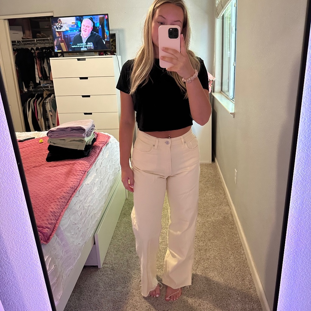 High rise yellow jeans